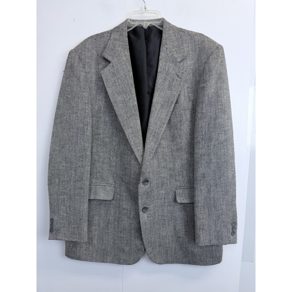 Haggar Imperial‎ Gentleman's Fit Men's 44L Blazer Grey Tweed Sport Coat Jacket